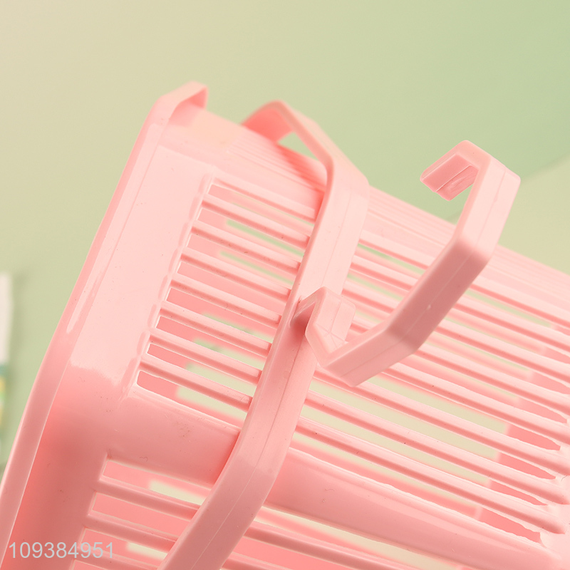 New arrival pink plastic storage basket with hook