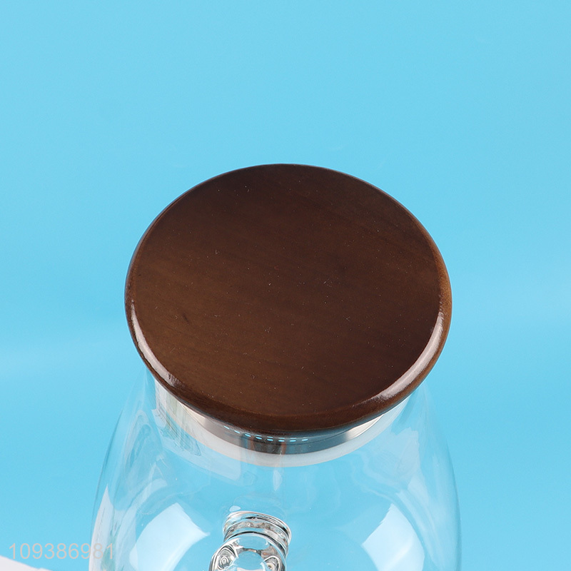 Hot sale glass water jug water kettle with wooden handle