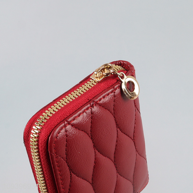 Good sale red waterproof women wallet with zipper