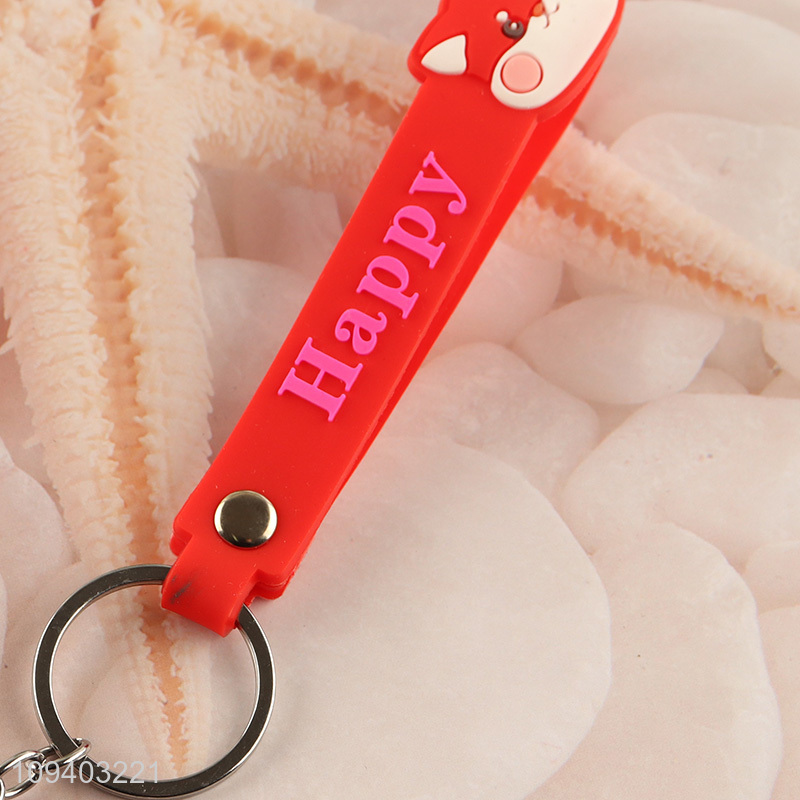 Online wholesale cartoon pendant silicone key chain key rings