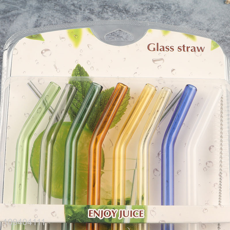 Good quality glass multicolor drinking straw juice straw