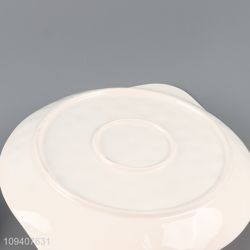 Wholesale round ceramic plate with handle
