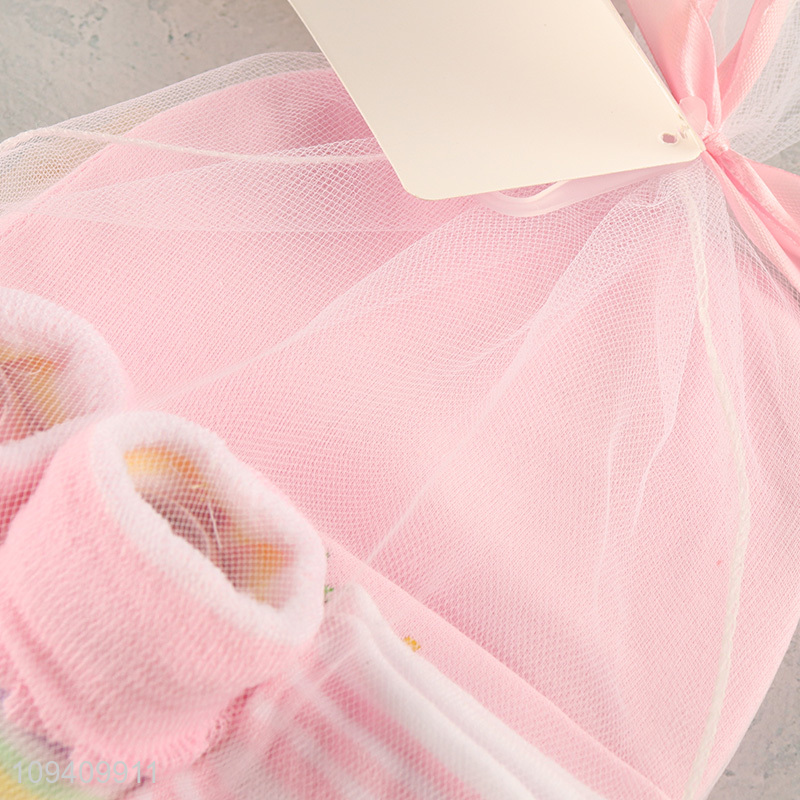 New product soft baby hat socks set in pastel color
