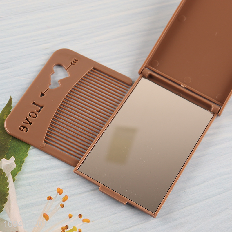 Top sale portable makeup mirror with hair comb