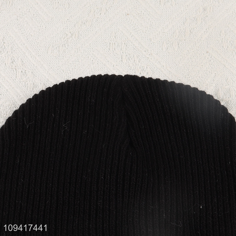 Good price black warm knitted hat beanies hat