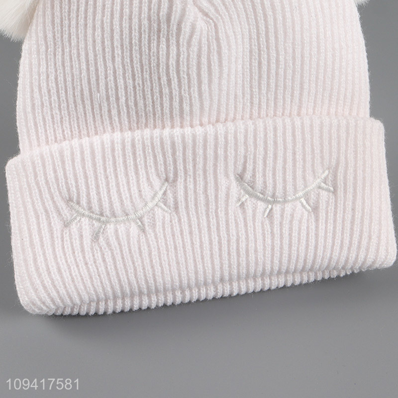 China wholesale knitted hat beanies hat with plush ball
