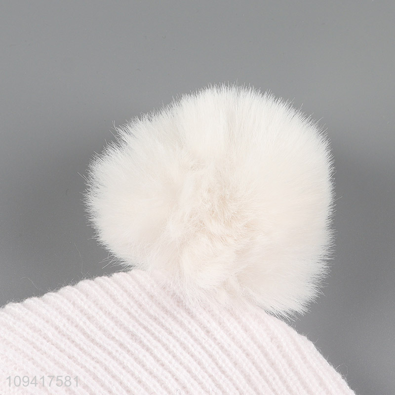 China wholesale knitted hat beanies hat with plush ball