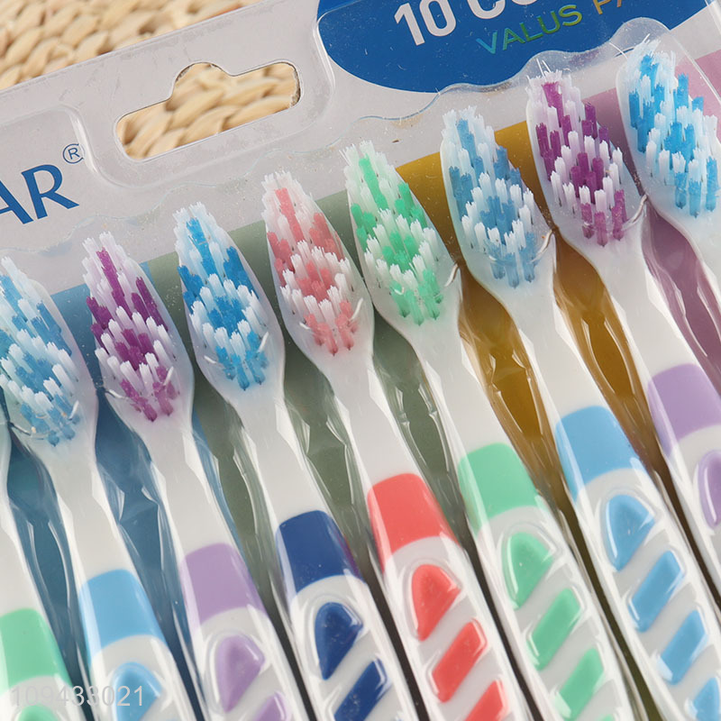 Good Sale 10Pcs Ergonomic Handle Toothbrush Set