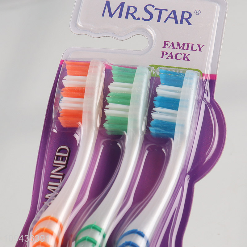 Best Price 3 Pack Multi-Color Bristles Toothbrush