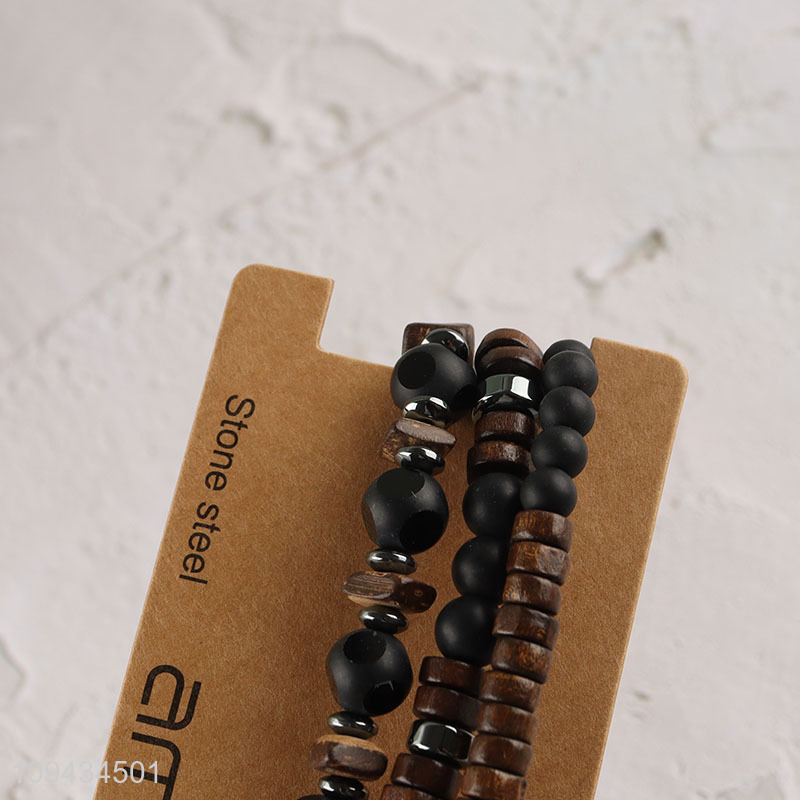 Hot selling fashion beaded braided bracelet set