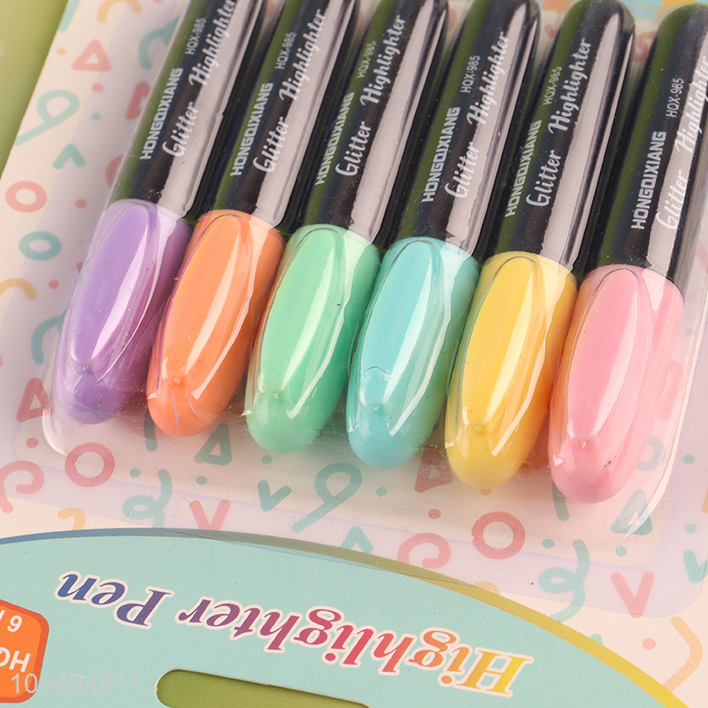Top sale 6pcs multicolor highlighter pen set
