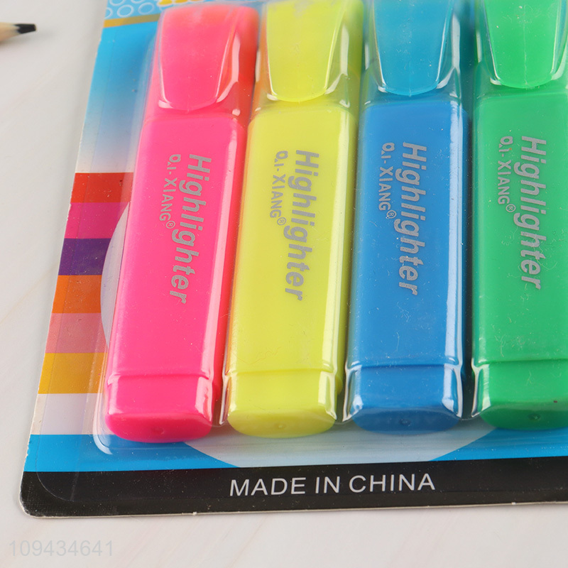 Hot sale school office 4pcs highlighter pen set