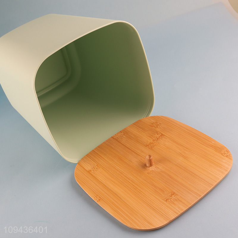 China factory plastic bathroom set with bamboo lid