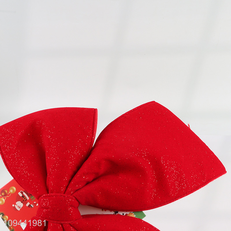 China wholesale large flocked bow for christmas decoration