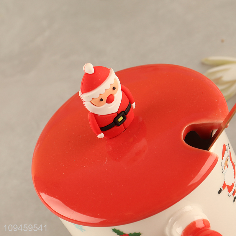Low price santa claus ceramic water cup with handle