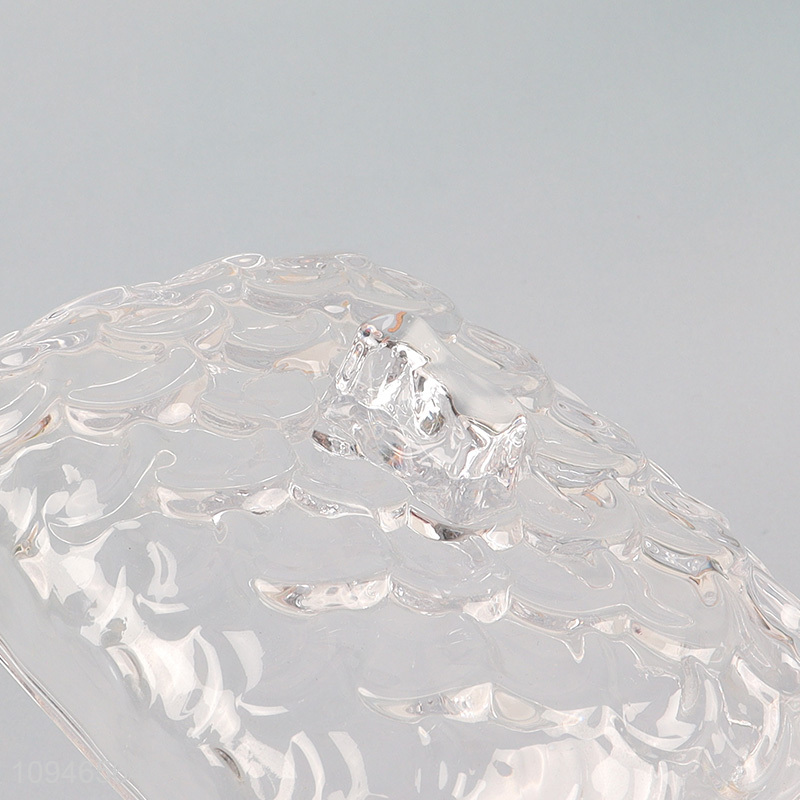 China supplier embossed glass butter lid for kitchen