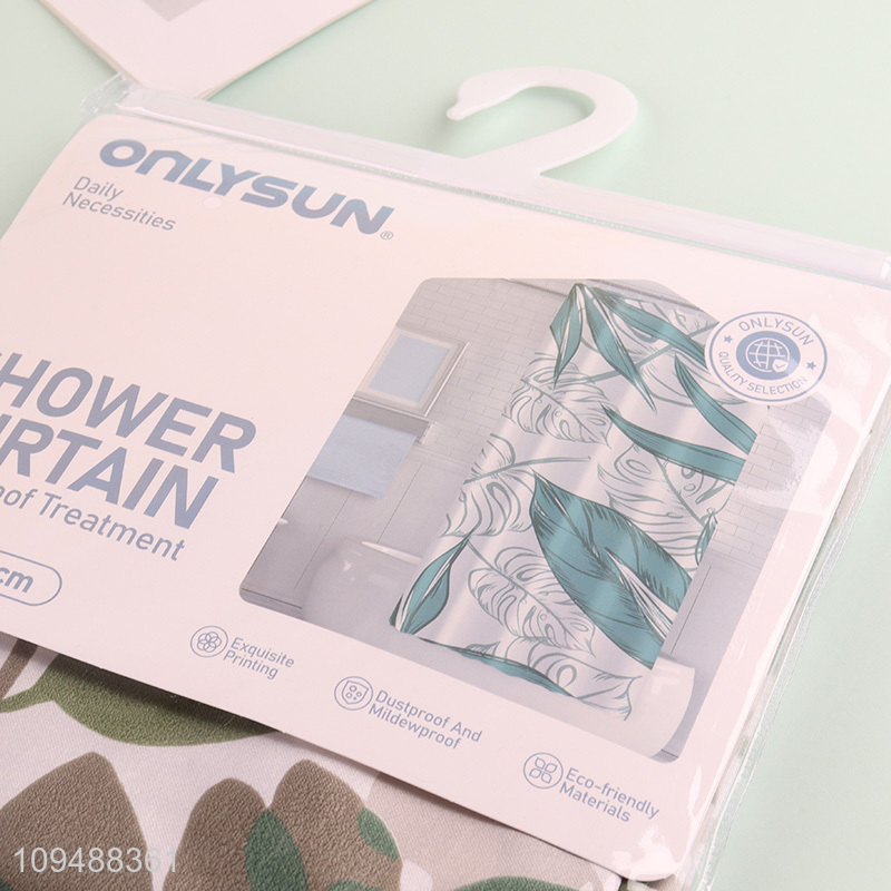 Hot selling leaves printed polyester shower curtain wholesale