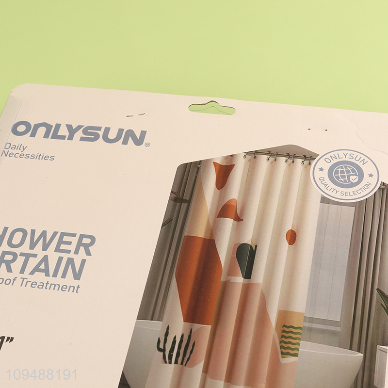Factory price household polyester shower curtain with hook