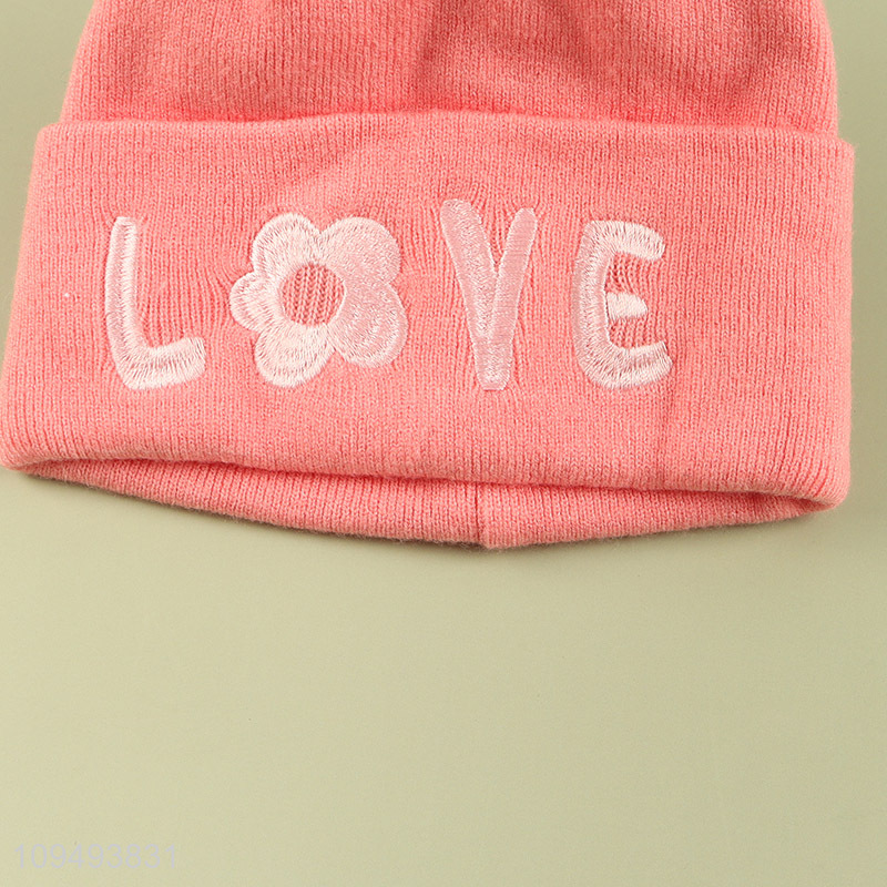 Top selling girls winter beanies hat knitted hat
