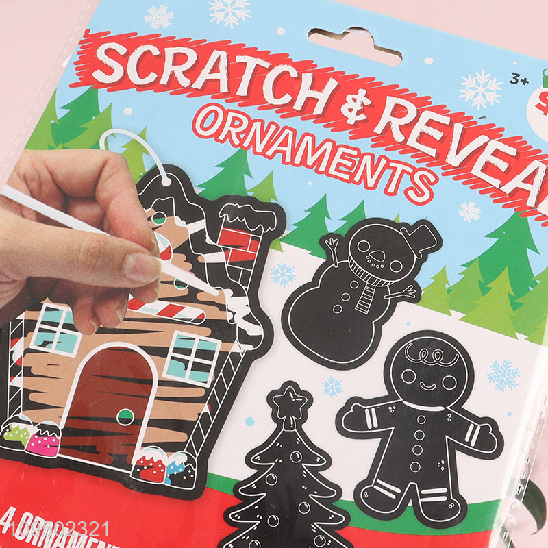 Hot selling holiday scratch art ornament set