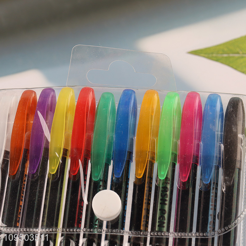 Yiwu market  12pcs school stationery flash pen set