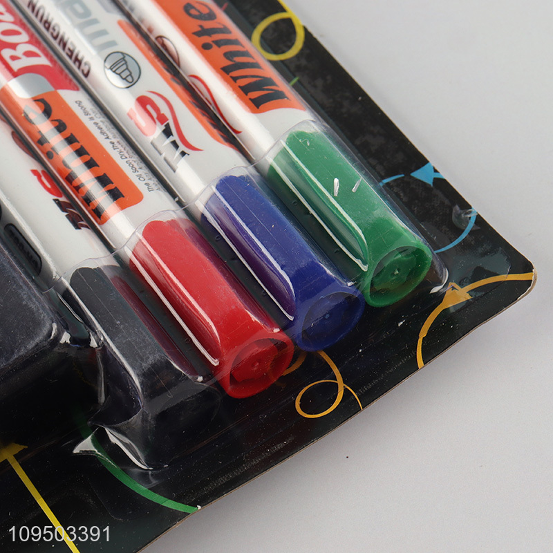 Online wholesale 4pcs white board marker with duster