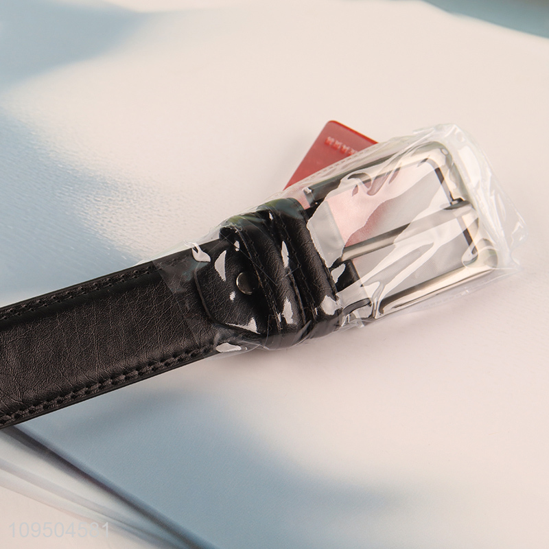 Hot sale black leather buckle belt waist belt
