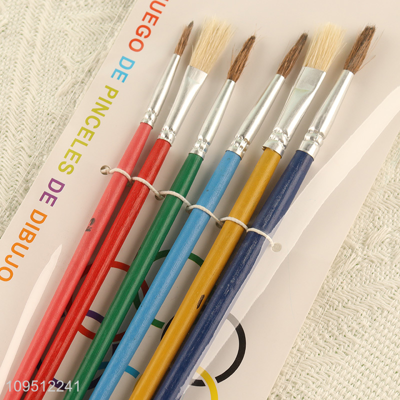 Top products wooden handle 6pcs oil painting brush