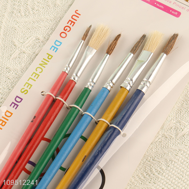 Top products wooden handle 6pcs oil painting brush