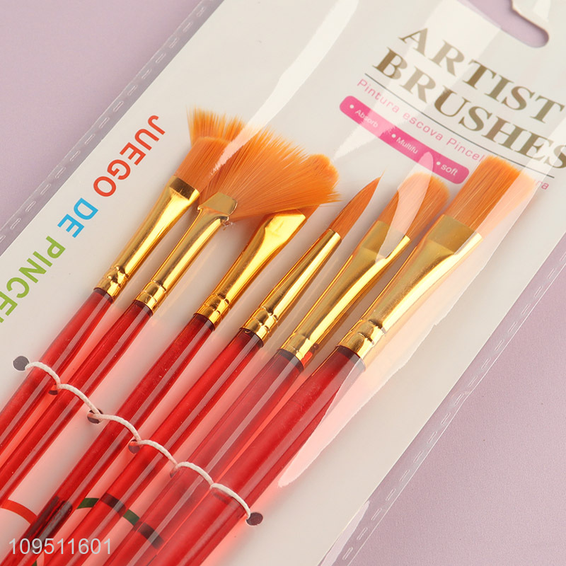 China supplier 6pcs oil paint brush for art supplies