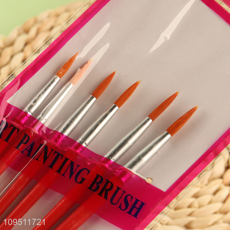 Good selling 6pcs nylon bristle oil painting brush set