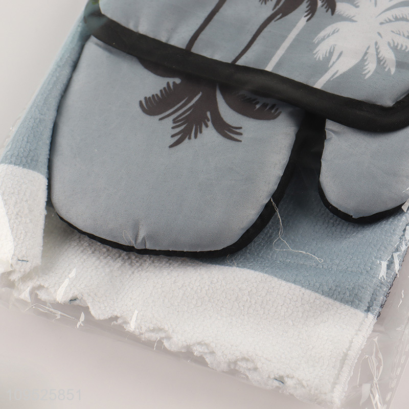 Hot selling 3pcs kitchen apron heat pad towel set